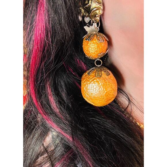 Vintage Oversized Gold Drop Statement Earrings - Picture 3 of 3